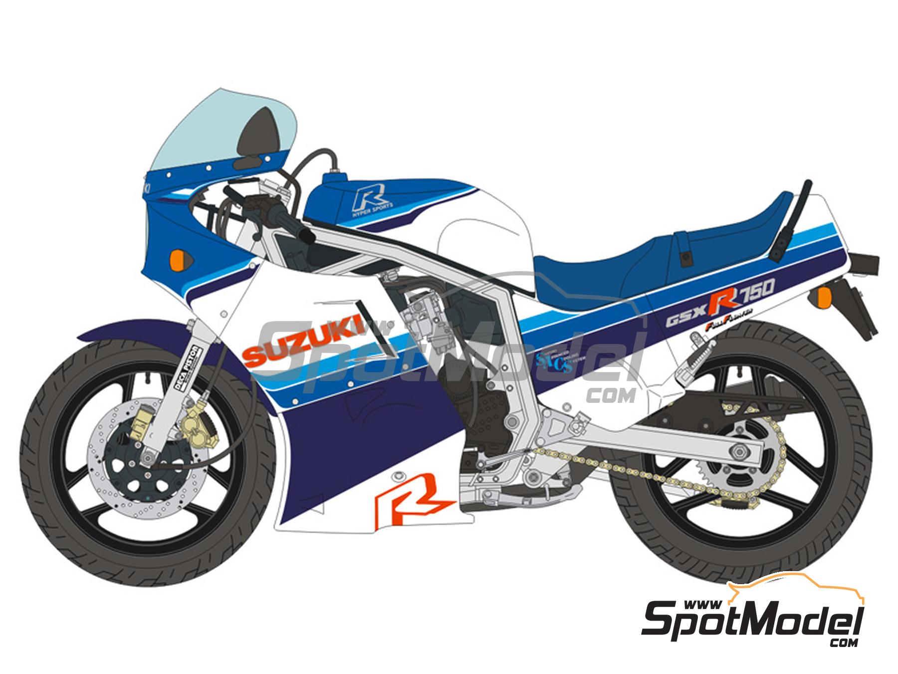 Suzuki GSX-R750 - 1986. Marking / livery in 1/12 scale manufactured by Blue  Stuff (ref. 12-024)